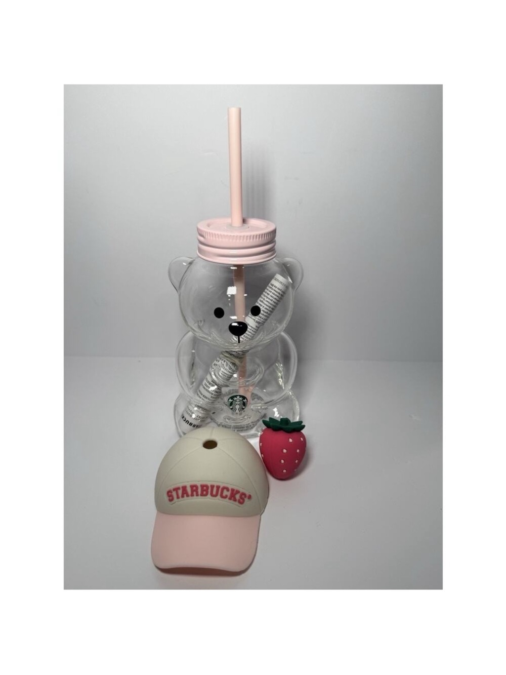 Starbucks 20oz Bearista 2026 Summer limited edition pink vibes bear glass cup - Picture 7 of 9